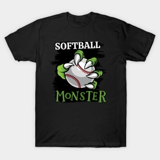 Softball monster sport Gift for Softball player love Softball funny present for kids and adults T-Shirt